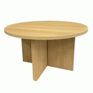 Oviala Business Table basse ronde 80 cm scandinave effet bois clair - beige Bois massif 113752