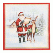 Papstar 300 serviettes, 3 épaisseurs, pliage 1/4, 40 cm x 40 cm "Dear Santa" - blanc papier 37221