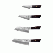Set complet KOTAI Bunka Damas – 4 couteaux (couteau d'office + Petty + Santoku + Kiritsuke) - inox 708999028783