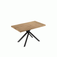 Stones Table d'appoint fixe moderne Side 100 x 100 cm avec plateau en céramique effet marbre noir et piètement en métal peint en noir - Collection