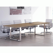 Table de réunion Rosa - 220x100 cm - Pètement acier finition effet chromé - Garantie 3 ans