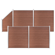 Vidaxl ensemble de clôture wpc 4 carré + 1 incliné 792 x 186 cm marron 3053218