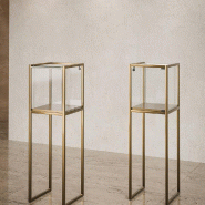Vitrine T-Métal table 45x45xH150cm 1 bande LED - bronze