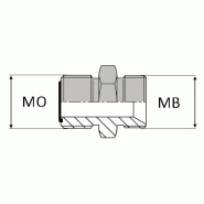 Adaptateur droit mâle ORFS x mâle BSP - Bague BS - Cône 60° - OMMBSP0402