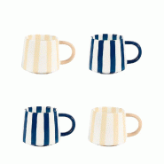 Aulica Mugs à rayures - lot de 4 - multicolore 248801