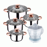 BERGNER - Batterie de cuisine NONA 8 pièces 16/18/20/24 cm en acier inoxydable compatible induction avec presse-agrumes NATURALLY 40 W 1,2 L - multi-
