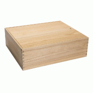 Boîte en bois neutre - 3 bouteilles - coulisse 29.5x10.5x34.2cm