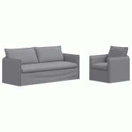 Canapé 2 pcs Gris clair 196 x 82 x 85 cm tissu Modèle Aero Pure Pro - Matériau naturel 8721364374980