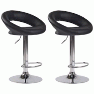 CLP Lot de 2 Tabourets de bar Olinda en similicuir hauteur réglable et siège pivotant Noir /Chrome - noir polyester 320270 CLP Lot de 2 Tabourets de bar Olinda en similicuir hauteur réglable et siège pivotant Noir /Chrome - noir polyester 320270