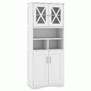 COSTWAY Armoire haute bain, grande armoire avec portes acryliques et 3 compartiments, blanc - blanc Bois manufacturé NM0399IT