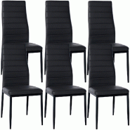 Décoshop26 - Lot de 6 chaises de salle à manger design simple en synthétique noir avec couture cadre en métal noir CDS10296 - noir métal 3002483132695