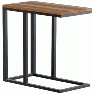 Décoshop26 - Table d'appoint en forme de C rectangulaire 46x25x63 cm bois couleur chêne et métal thermolaqué noir  10_0009135 - noir métal 300026