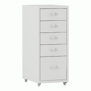 Helloshop26 - Caisson de bureau meuble de rangement pour documents dossiers fournitures de bureau à roulettes avec 5 tiroirs 69 x 28 03_0006328 - 300