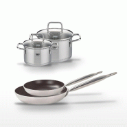 Lot de 2 Poêles 24/28 cm avec revêtement céramique sans PFAS & 2 Faitouts 16/20 cm Elo Bistro Line Citrin - gris 3176239968101