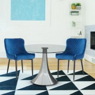 Lot de 4 chaises Bellamy Velours Bleu - bleu 3327480058541 Lot de 4 chaises Bellamy Velours Bleu - bleu 3327480058541