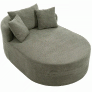 Merax Canapé lounge sans cadre 170 x 112.5 x 83 cm, fauteuil de relaxation, canapé simple XXL en velours côtelé, assise extra profonde, sans, vert