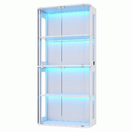 Merax Vitrine LED 80 x 40 x 170 cm avec portes en verre trempé, 3 couleurs de lumière, capteur et commande tactile, côtés en acrylique et protecti_0