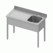 Plonge inox adossée avec 1 bac à droitesans étagère 1300x700x900 à ... - P934417130