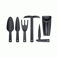 Prosperplast - Set de 6 outils à main Respana Gardening, couleur anthracite - noir ZA1384