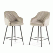 RATTATAN Lot de 2 tabourets de bar en velours, pieds en métal et assise rembourrée,pour bar,restaurant,cuisine ou comptoir,au design élégant –Te RATTATAN Lot de 2 tabourets de bar en velours, pieds en métal et assise rembourrée,pour bar,restaurant,cuisine ou comptoir,au design élégant –Te