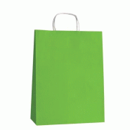 Sac kraft vert anis - poignées torsadées 27x12x37cm - par 50