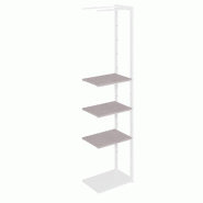 Suite structure Cage blanc base métal 58x40x240cm 3 tablettes béton