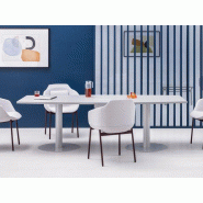 Table de réunion tonneau Korpo - bois mélaminé - Dimensions 240x100 cm - Piètement tulipe en acier inoxydable - Garantie 3 ans Table de réunion tonneau Korpo - bois mélaminé - Dimensions 240x100 cm - Piètement tulipe en acier inoxydable - Garantie 3 ans