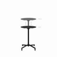 BEST Table de terrasse - Mange-debout - 2 hauteurs réglables - Pliable - 60x60 cm - Noir - Versa - Veba - noir acier 20500 BEST Table de terrasse - Mange-debout - 2 hauteurs réglables - Pliable - 60x60 cm - Noir - Versa - Veba - noir acier 20500