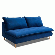 CANAPÉ LIT COMPACT 3 PLACES EXPRESS LISBONNE 160CM SOMMIER À LATTES MATELAS 13CM VELOURS BLEU