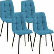 CLP Lot de 4 chaises de salle à manger Tilde Tissu HBT: 84x45x55 cm Bleu clair Tissu - bleu textile 329029