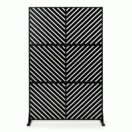 COSTWAY brise-vue pour balcon 121 x 183cm, paravent autoportant en acier galvanisé, rayé - noir métal ZB35478NW