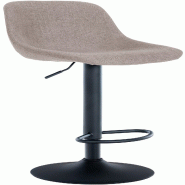 Décoshop26 - Tabouret de bar x1 rotation à 360°en tissu taupe pieds en trompette métal noir 10_0006077 - noir métal 3000265375841