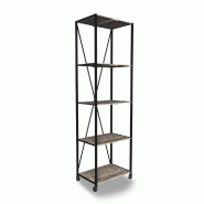Etagère haute L59xP39xH195cm 4 niveaux Heritage Noir mat - tube 20x20mm