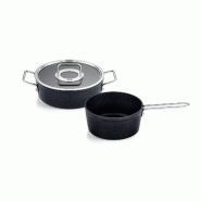 Fissler - Adamant - set en 2 pièces (casserole avec couvercle en verre 24 cm, casserole sans couvercle 18 cm) - noir aluminium 4009209396293