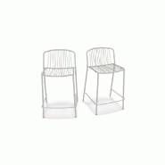 Lot de 2 tabourets haut BRIS - blanc perle