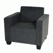 Mendler Fauteuil lounge Lyon, tissu/textile ~ gris anthracite - gris textile 75610