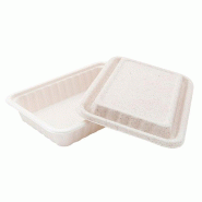 Plateau repas et couvercle bagasse naturelle 800ml 22,5x15x4cm - par 400