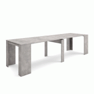 SKRAUT HOME Table console extensible, 300, Pour 14 personnes, Table à Manger, Ciment - gris Bois manufacturé EX300CEM2020