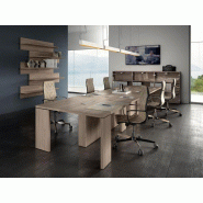 Table de réunion Lithos XL en bois mélaminé - Dimensions 250/320/375x125 cm - Top access inclus - Garantie 3 ans