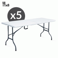 Tables pliantes 8 places 180cm lot de 5