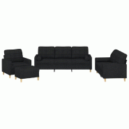 VidaXL Ensemble de canapés 4 pcs avec coussins noir tissu Modèle Atlas Office Prestige - 3201270