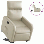 VidaXL Fauteuil inclinable électrique crème similicuir Modèle Kervella - 3206764