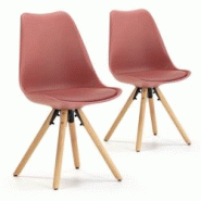 VS Venta-stock Set de 2 chaises Salle à Manger Jeff Style Nordique Rouge, 54 cm x 49 cm x 84 cm - rouge I20032