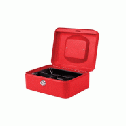 Coffre à monnaie rouge avec serrure - 20,5x16x9cm - Monnayeur intégré et 2 clés
