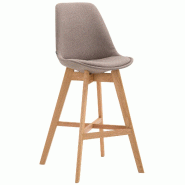 Décoshop26 - Tabouret de bar chaise haute design scandinave moderne en tissu taupe 10_0000927 - 3000721969607