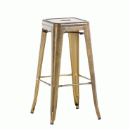 Décoshop26 - Tabouret de bar empilable avec repose-pieds design industriel factory métal doré 10_0000073 - métal 3000882469602
