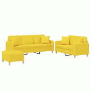 Ensemble de canapés 3 pcs avec coussins jaune clair tissu Modèle Pirelion - 8721012071148