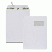 GPV Boîte de 250 pochettes Green blanches 229x324/C4, 100 g/m², avec fenêtre 100x50 à 20/52, adhésives avec bande - 3250650038312