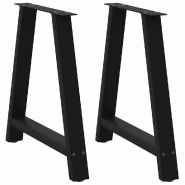 Helloshop26 - Lot de 2 pieds de table à manger en forme de A 70 x 72 cm avec niveaux réglables design moderne en acier noir 02_0057129 - noir acier
