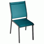 Hespéride - Chaise de jardin empilable « Essentia » bleu canard et graphite, 46 x 61 x 88 cm - bleu aluminium JJ4212